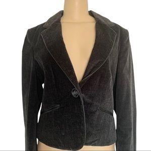 Mario Serrani Italy Velvet Single Button Grey Black Suit Jacket Blazer